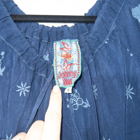 Johnny Was Navy Eyelet‎ Cupra Summer Dress Size Small - Picture 5 of 7